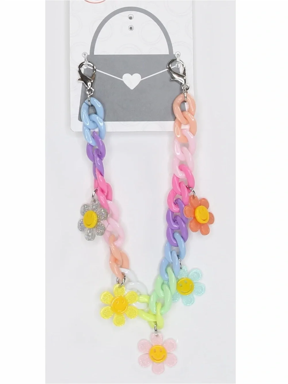 Kids Pastel Rainbow Flower Charms Bag Chain